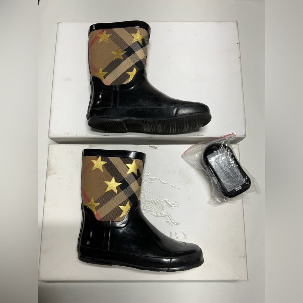 Burberry Star & Check Print Rain Boots